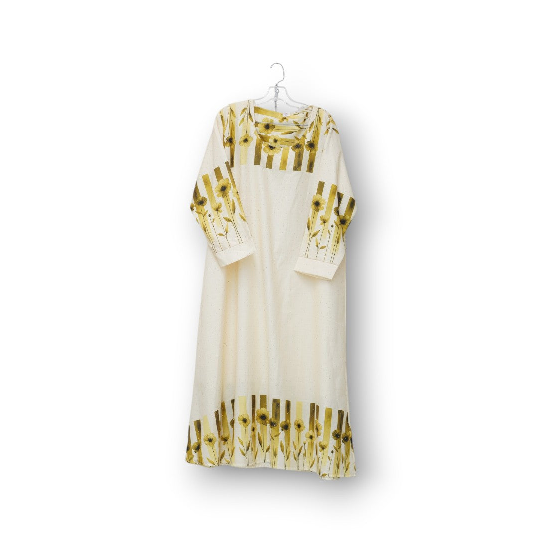 Flared Cotton-Tabby Darra with Crystal Stones